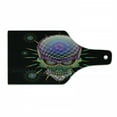 thumbnail image 1 of Psychedelic Cutting Board, Digital Mexican Sugar Skull Ceremony Halloween Ornate Effects Design, Decorative Tempered Glass Cutting and Serving Board, Wine Bottle Shape, Multicolor, by Ambesonne, 1 of 1