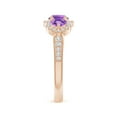 thumbnail image 3 of ANGARA Natural Floating Three Stone Amethyst Ring with Diamond Halo in 14K Rose Gold for Women (Size-5mm) | February Birthstone, Birthday, Anniversary, Jewelry Gift for Women | Natural Amethyst Ring, 3 of 9