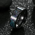 thumbnail image 3 of Black IP Tungsten Ring 8mm Galaxy Series w/ Opal Inlay in Different Styles Wedding Band for Men Women w/ FREE Engraving Options, 3 of 6
