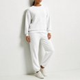 thumbnail image 5 of Gfyviroh Women's Textured Sweatsuits 2 Piece Outfits Crewneck Sweatshirts and Jogger Sweatpants Stylish Tracksuit Solid Lightweight Loose Casual Set, 5 of 8