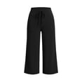 thumbnail image 4 of Womens Linen Capris Petite New High Waist Capris for Women Lightweight Linen Casual Cropped Pants Loose Straight Leg Capris Pants with Pocket, 4 of 5
