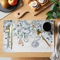 thumbnail image 2 of Blue Coastal Placemats Set of 6, Eucalyptus Leaves Summer Beach Starfish Washable Wipeable Table Mats for Dining Tables, Indoor Outdoor Kitchen Place Mats for Holiday Party Table Decor, 2 of 9
