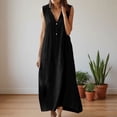 thumbnail image 2 of DHFJKG Summer Dresses For Women Casual Sleeveless Maxi Dress Button Down V Neck Loose Fit Tank Dress Beach Vacation Clothes Cozy Dresses, 2 of 5