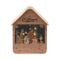 thumbnail image 2 of Casa de nieve navideña, casa de madera, figura, regalo de Navidad para niños, cabaña de madera brillante Color madera, 2 of 9