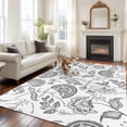 thumbnail image 3 of Pastoral Flower Washable Area Rug 5 x 7 ft Dark Grey Flower Farm Vintage Linen Texture , Soft Non Slip Rugs Stain Repellent Indoor Felt Carpet for Living Dining Room Bedroom Home Office, 3 of 9
