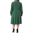 thumbnail image 4 of DARING DIVA Plus Size Swiss Dots Wrap V Neck Knee Length Dress 2X Green, 4 of 6