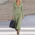thumbnail image 2 of Kukoosong Women's Solid Color Long Sleeve Bodycon Tea Length Dress with Turndown Collar for Casual Fashion Home and Work Wear Dresses, 2 of 7