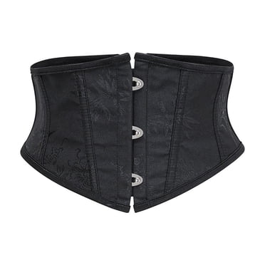 COSH CORSET Underbust Steelboned Waist Training Black Leather Waspie Corset Adju
