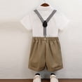 thumbnail image 4 of LYMAYTER Baby Boys Formal Suit Short Shirt Bowtie Suspender Shorts Summer Beach Wedding Graduation Outfit‌, 4 of 8