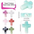 thumbnail image 2 of 280 piezas de cuentas de cruz en 7 estilos diferentes, pequeñas, acrílicas, rosa y blanco, para rosario de Pascua, domingo, espaciadoras sueltas de plástico., 2 of 4