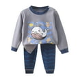 thumbnail image 2 of Geire Pajamas Set for Kids Fall Winter Print Long Sleeve Crew Neck Comfy Pjs Lounge Sets Thicked Warm, 2 of 5