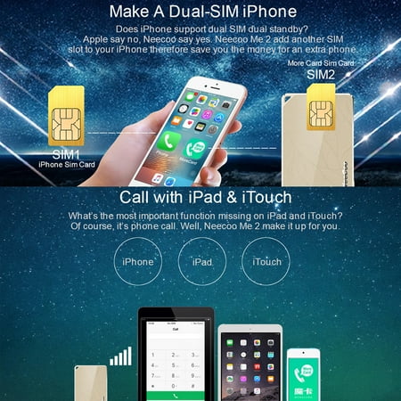 Golden Portable Neecoo Bluetooth 4 0 Dual Sim Card Adapter For