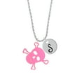 thumbnail image 2 of Delight Jewelry Acrylic Large Pink Skull Silvertone Script Initial Disc - S - Charm Necklace, 20"+3", 2 of 4
