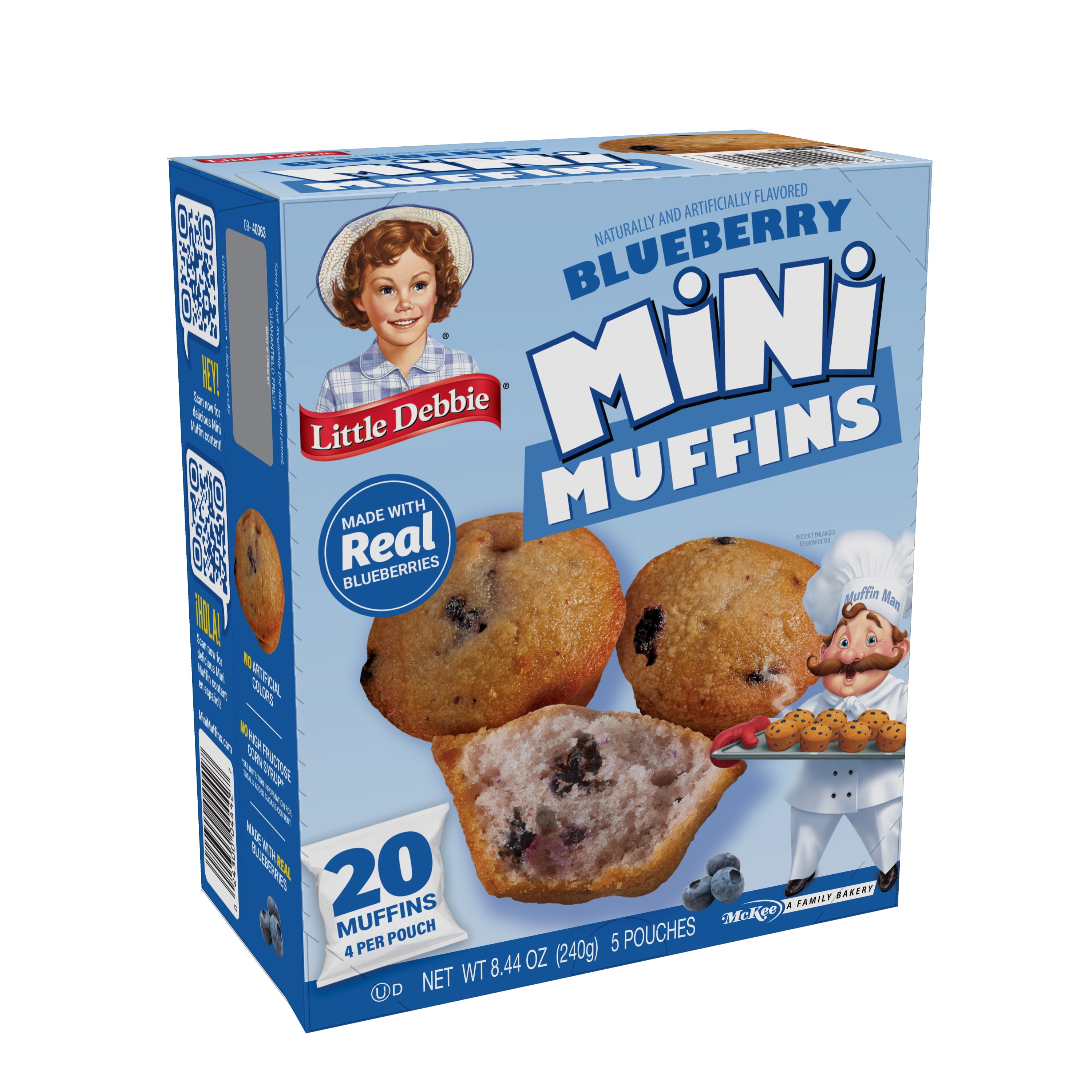 (2 pack) Little Debbie Blueberry Mini Muffins, 8.44 oz (5 Count)