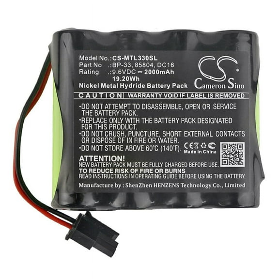 85804, BP-33, DC16 Battery for Martel BetaGauge 330, 2000mAh - sold by smavco
