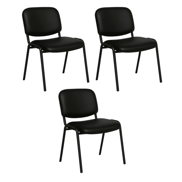 Offiho, Set de 3 Sillas de Visita para Oficina, Salas de Espera, Consultorio, Vinilpiel Resistente
