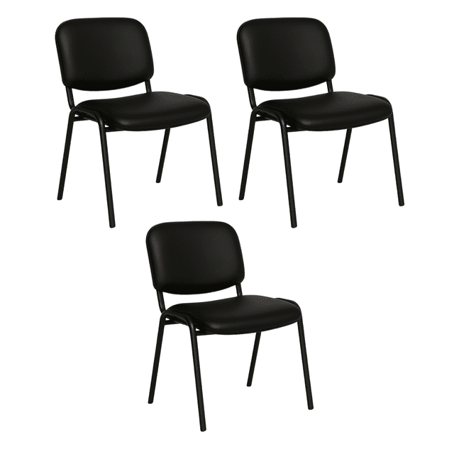 Offiho, Set de 3 Sillas de Visita para Oficina, Salas de Espera, Consultorio, Vinilpiel Resistente