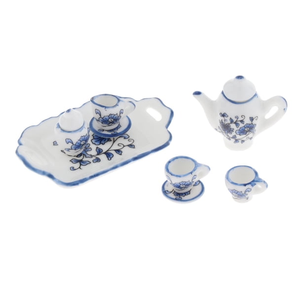 8 piezas 1:12 servicio de té de vajilla Micro paisaje muebles vida escena comedor cocina simulación Decoración Sunnimix Vajilla De Porcelana