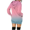 thumbnail image 3 of Women's Hooded Sweatshirt Dress Long Sleeve Gradient Color Trendy Pullover Hoodie Dresses with Pocket (2XL, Pink 01), 3 of 5