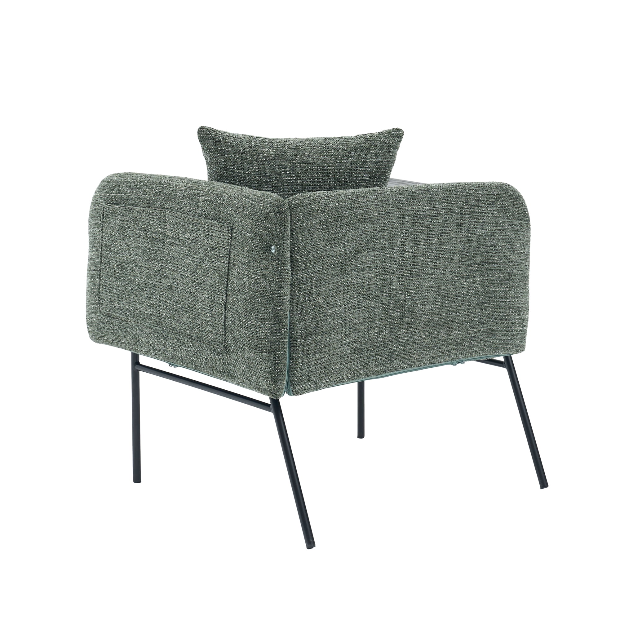 Emerald Green Accent Lounge Chair with Back Pillow and Side Table, Upholstered Single Sofa Armchair with Metal Legs, Reading Seating for Living Room Bedroom