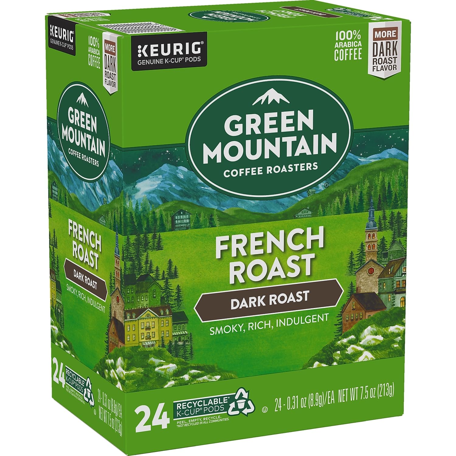 Green Mountain Coffee, French Roast, Single-Serve Keurig K-Cup Pods, Dark Roast Coffee, 96 Count (4 Boxes Of 24 Pods).