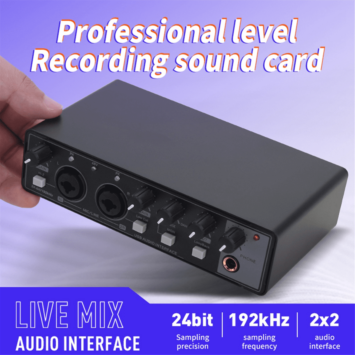 Professional Audio Interface Sound Card Phantom Power Electric Guitar Sound Mixer Mixing Console Studio Live Recording