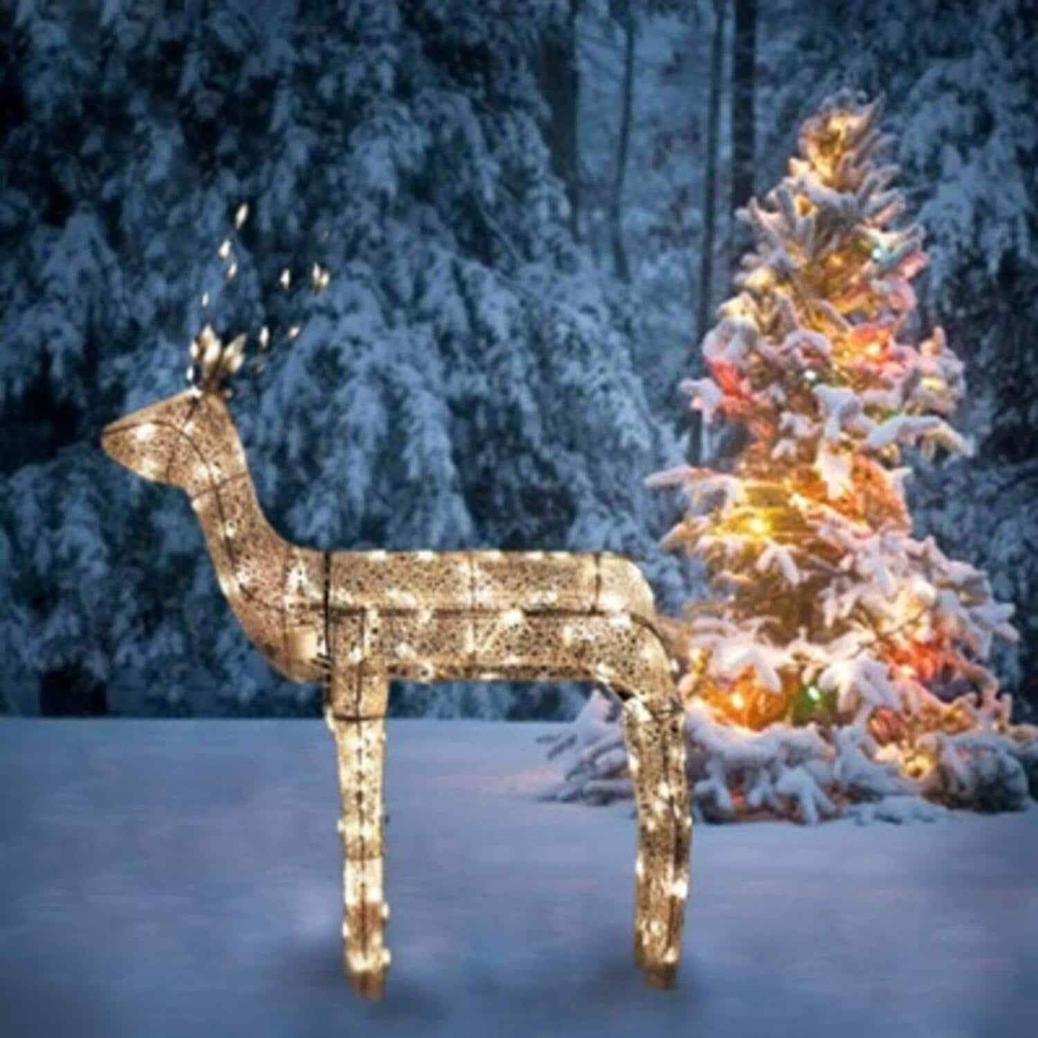 48" 3-D Glitter Animated Standing Buck Reindeer Lighted Christmas Yard Art - Walmart.com