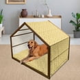 thumbnail image 2 of Hawaiian Pet House, Hibiscus Flowers Pattern Grunge Tropical Beach Theme in Hawaii Nature Picture, Outdoor & Indoor Portable Dog Kennel with Pillow and Cover, 5 Sizes, Yellow White, by Ambesonne, 2 of 4