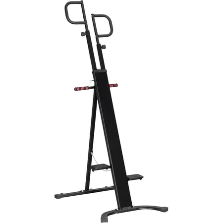 Foldable Vertical Climber Exercise Machine, Height Adjustable Climbing Machine, Stair Stepper With LCD Monitor And Transport Wheels For Full Body Workout, Black