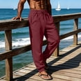 thumbnail image 6 of Hearthz Cotton Sweatpants Men Elastic Drawstring Mens Athletic Pants Solid Color Workout Mens Jogger Pants with Pocket Wine L, 6 of 6