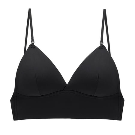 

Women Bra Triangle Cup Removable Padded Sexy Lingerie Beauty Back U-Shape Backless Underwear Wireless Push Up Seamless Bralette Black S