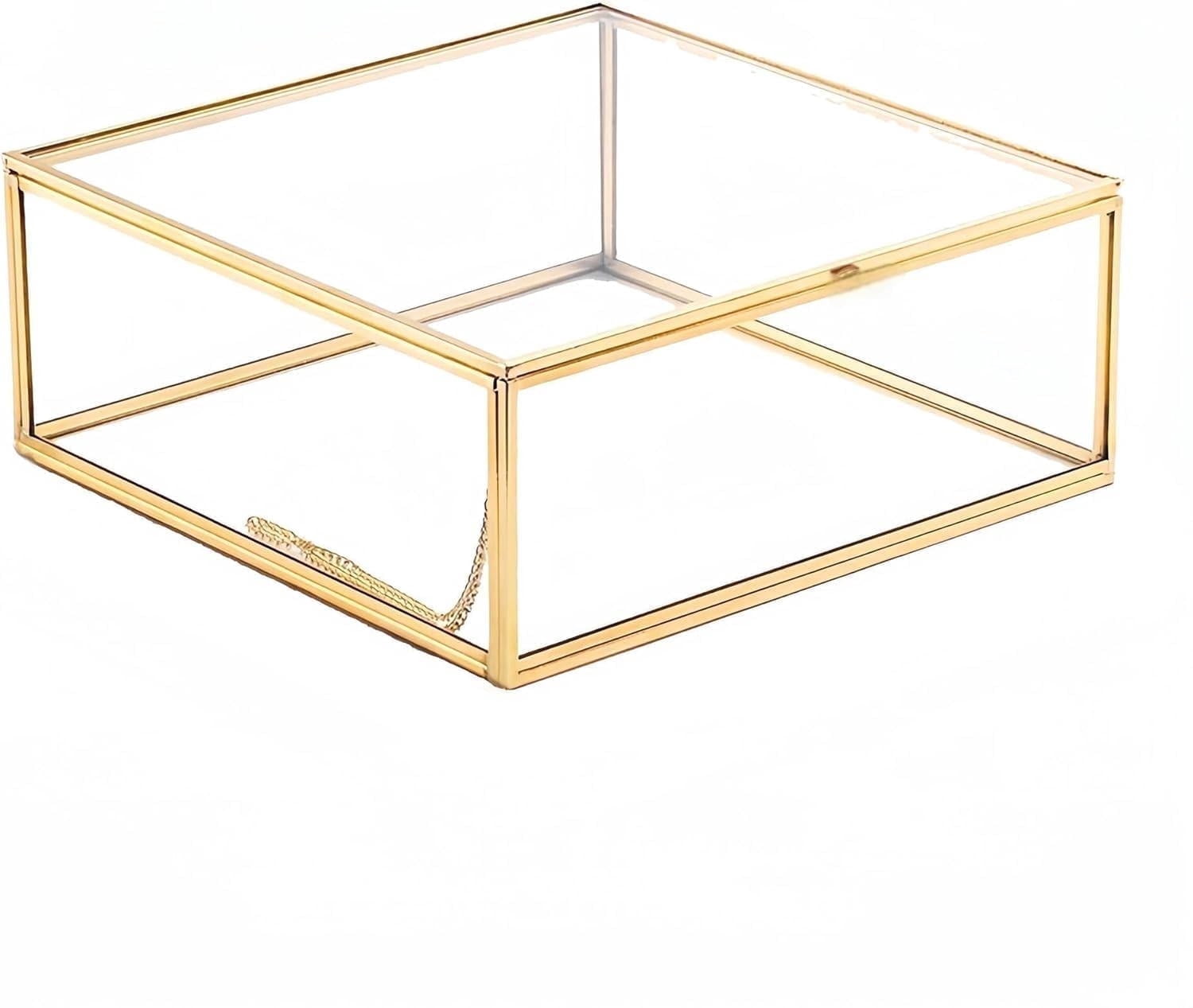 Home Details Vintage 4 Compartment Brass Glass Keepsake Box in