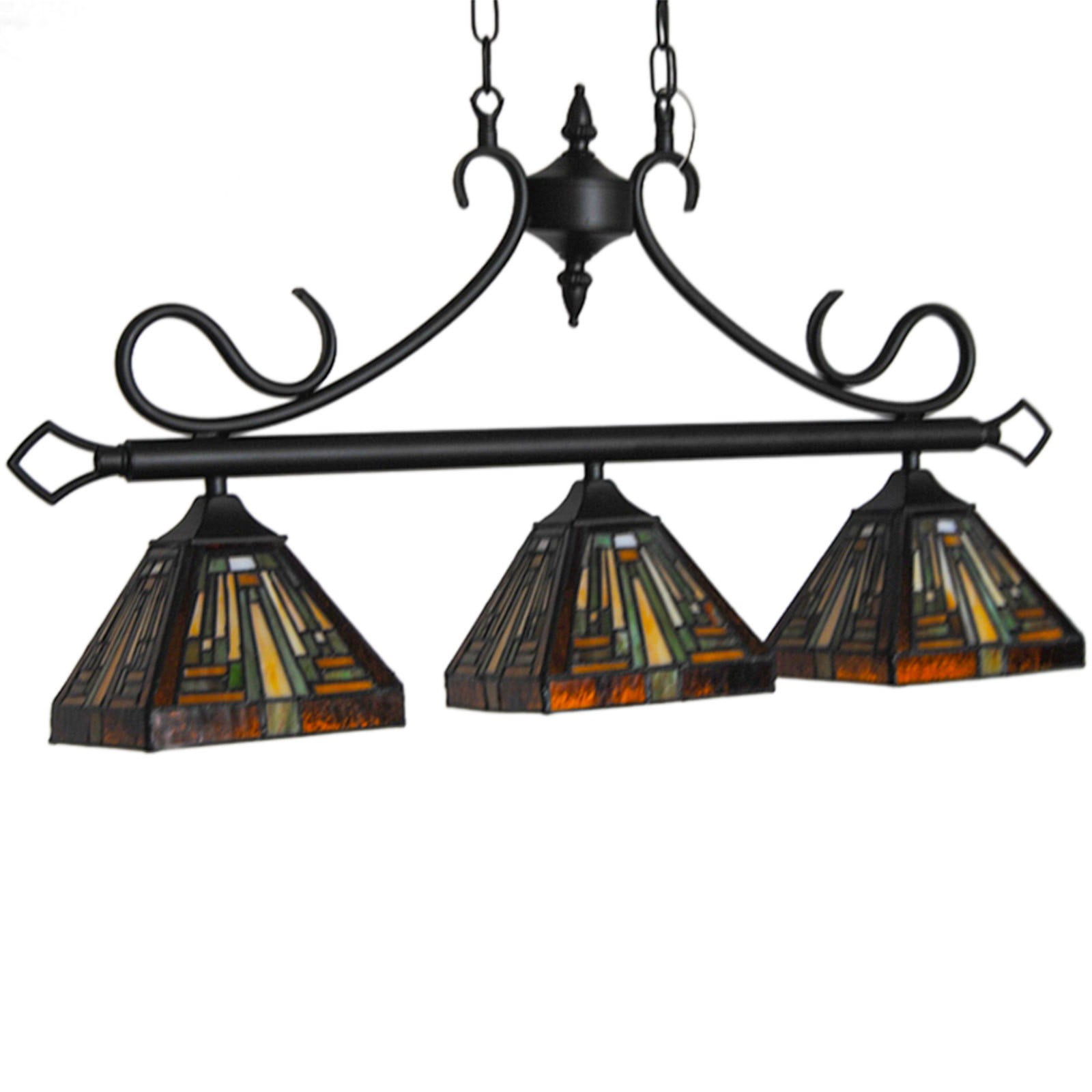 Miumaeov 3-light Vintage Hanging Lamp Tiffany Stained Glass Chandelier Ceiling Pendant Light Fixture