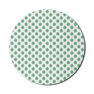 Tropical Mouse Pad for Computers, Exotic Summer Pattern Hawaiian Arcadia with Monstera Leaves Repetition, Round Non-Slip Thick Rubber Modern Mousepad, 8" Round, Shamrock Green White, by Ambesonne
