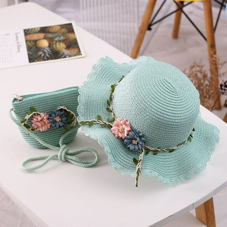 

Gotyou Hats Girls 2-8 Years Tourism Sun Hat Flower Children s Sun Hat and Bag Set