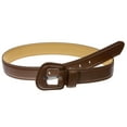 thumbnail image 4 of Women Western Style Trapezoid Buckle Fashion Faux Leather Feather edge Stitch Belt, 4 of 5