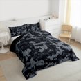 thumbnail image 3 of Feelyou Modern Fashion Camo Full Size Comforter Sets for Teens, Chic Camouflage Bedding Comforter Set, Grey Square Abstract Reversible Bedding Sets, Ultra Soft Bedroom Decor, 3-Piece, 3 of 8