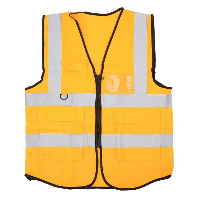 Chaleco reflectante de seguridad con múltiples bolsillos, impermeable, de alta visibilidad y con cremallera frontal para Guardian, color amarillo.