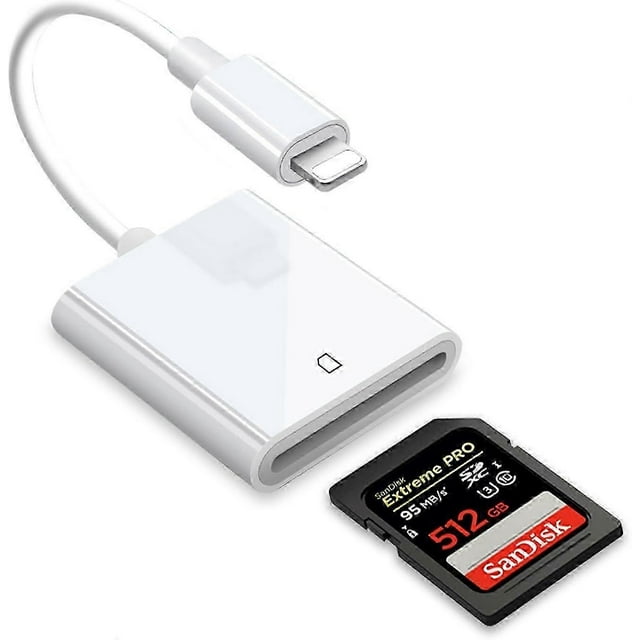 Lector de tarjetas SD para iPhone/iPad, adaptador de tarjeta SD, adaptador de lector de tarjetas para cámara, convertidor de adaptador de tarjeta SD para visor para iPhone Plug and Play
