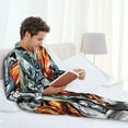 thumbnail image 6 of Naloa Four Running Horses Men’s Pajamas Set - Long Sleeve Button Down Sleep Shirt and Pajama Bottoms Sleepwear Set-XX-Large, 6 of 7