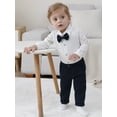 thumbnail image 3 of Baby Boy Clothes Suit 0-24 Months Infant Outfits Wave Point Romper Shirt Bowtie Vest Pant Wedding Party, 3 of 7