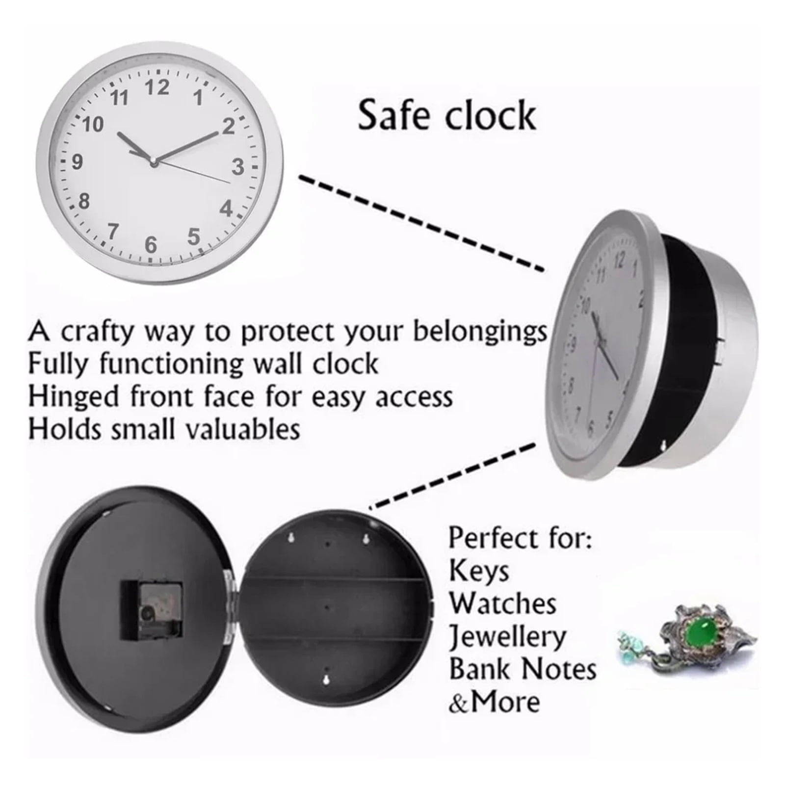 Hidden safe Large Wall Clock safety box secret secuirty box Money Jewellery Stuff Storage home office Cash Safes wholesale ,Concealed and Flexible