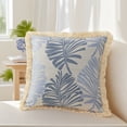thumbnail image 2 of Unique Bargains Set of 2 Boho Palm Leaf Jacquard Throw Pillow with Tassel Edge Blue, 2 of 7