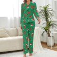 thumbnail image 2 of Top-kevin Pajama Sets for Womens Gingerbread Candy Canes Hearts Loose Button Down Long Sleeve Shirts And Pants Set, 2 of 12