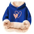 thumbnail image 4 of CPNG Girls Fleece Lined Hoodies Heart Print Long Sleeve Hooded Sweatshirts Without Pocket Kids Loose Fit Daily Pullover Sweatshirt, 4 of 6