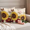 thumbnail image 2 of Sunflower Outdoor Waterproof Pillow Covers, Farmhouse Rose Floral Vintage Butterfly Decorative Square Throw Pillowcase Sofa Cushion Sham for Patio/Couch/Chair, 16"x16" 2 Pack, 2 of 8