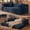 Blue, variant on 78.8" Convertible Sofa Bed, Corduroy Pull Out Couch with Storage Pocket, Folding Futon Sofa Bed, No Assembly Boneless Couch Bed Sleeper Sofa for Living Room Bedroom,Grey