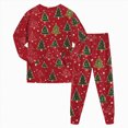 thumbnail image 5 of TOWED22 Girls Boys Christmas Pajamas Set Sleepwear Graphic Pjs Toddler Xmas Funny Graphic Long Sleeve Jammies Kids Holiday Sleepwear,3-4 Y, 5 of 9