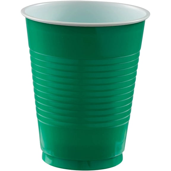 Festive Green Disposable Plastic Cups