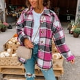 thumbnail image 2 of JGNGSHN Women's Casual Plaid Shacket Jacket Long Sleeve Button Down Lapel Flannel Shirts Open Front Winter Coat, 2 of 9
